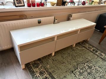Ikea BESTÅ TV Meubel met glasplaat, hoogglans wit - afbeelding 1