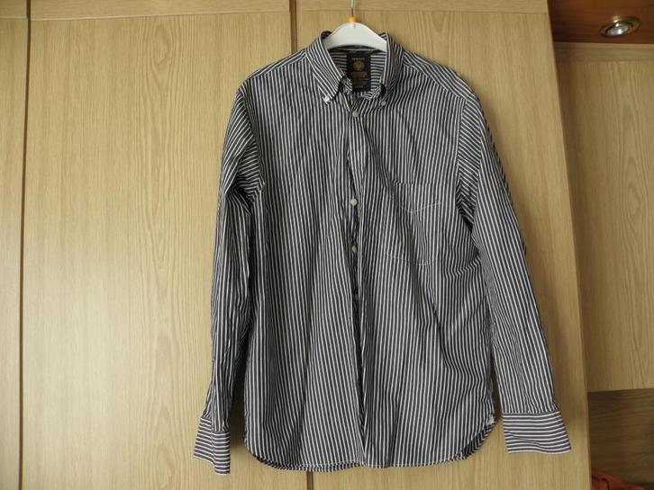 Grijs zwart wit katoenen gestreept overhemd GANT mt L zgan, Kleding | Heren, Overhemden, Gedragen, Halswijdte 41/42 (L), Grijs