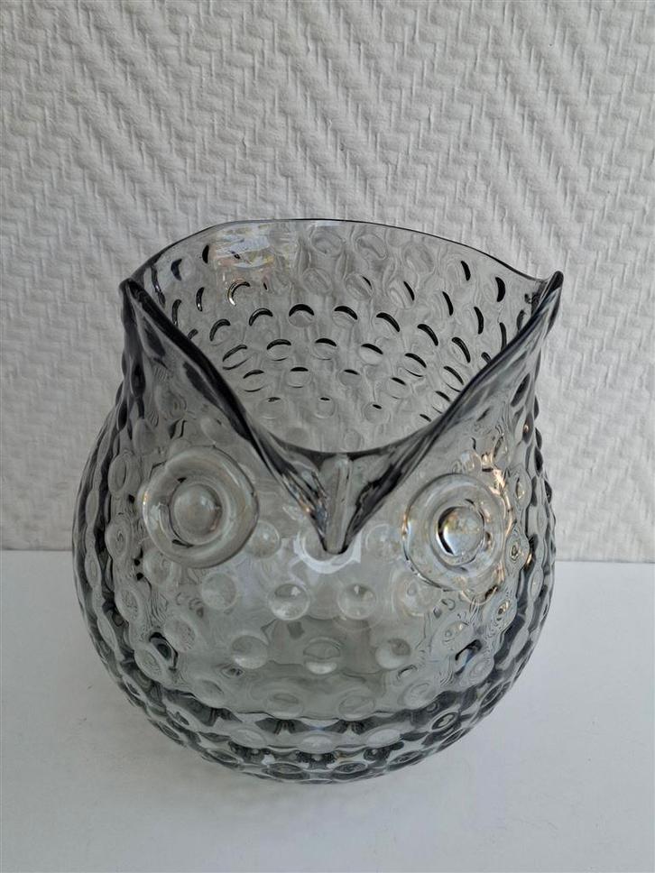 Glazen uil vaas, hoog ong. 16 cm, gaaf, Huis en Inrichting, Woonaccessoires | Vazen, Zo goed als nieuw, Overige kleuren, Minder dan 50 cm