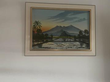 Indonesisch Landschap, J. Wegie, Gouache, ca. 1950 beschikbaar voor biedingen