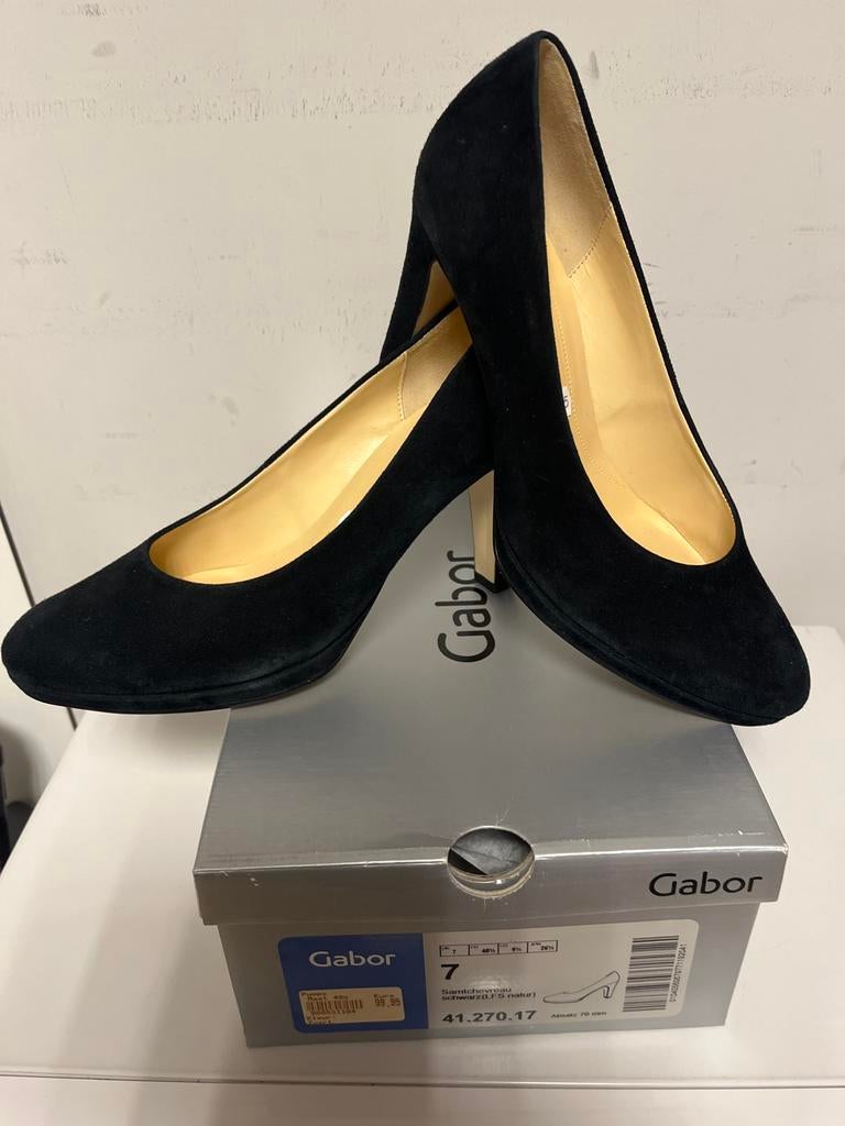 Nieuwe Gabor pumps zwart suede maat 7  (40,5), Pumps, -, Zwart, -