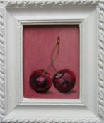 schilderij Kersen 12,5x14,5cm, Minder dan 50 cm, Nieuw, Ophalen of Verzenden, Schilderij