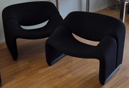 F598 Artifort groovy design fauteuils zwarte stof 2 st. zgan, Huis en Inrichting, Fauteuils, Zo goed als nieuw, Metaal, Stof, 75 tot 100 cm