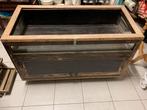 Antieke vitrine kast toonbank hout met deksel, Ophalen, Gebruikt, 50 tot 100 cm, Glas