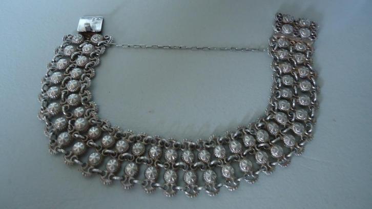 Vintage zilveren armband met 60 bewerkte bolletjes, Sieraden, Tassen en Uiterlijk, Armbanden, Zo goed als nieuw, Zilver, Zilver
