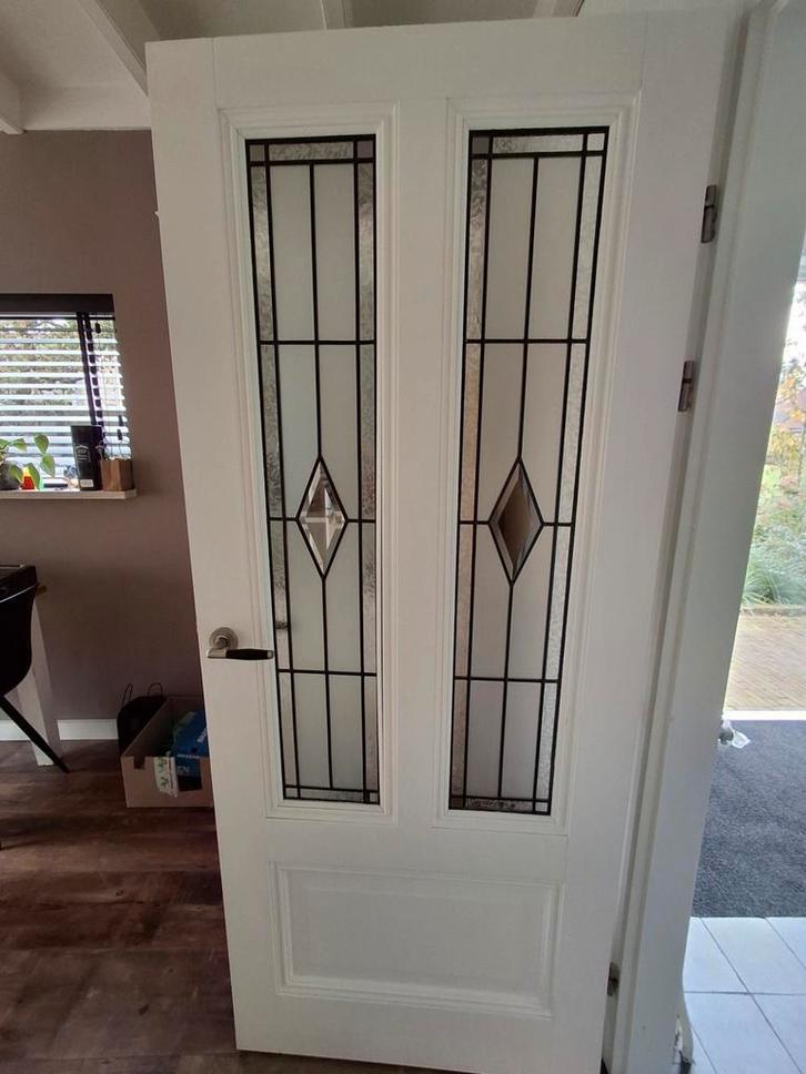 Opdekdeur 83x200 glas in lood, Doe-het-zelf en Verbouw, Deuren en Horren, Zo goed als nieuw, Binnendeur, 200 tot 215 cm, 80 tot 100 cm