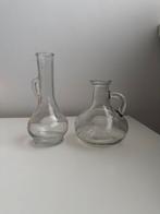 Set van 2 kleine glazen vaasjes, Ophalen, Gebruikt, Wit, Glas