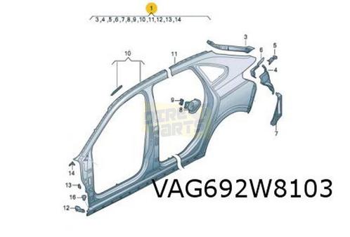 Volkswagen Taigo (2/22-) zijwand compleet Links Origineel! 2, Auto-onderdelen, Carrosserie en Plaatwerk, Spatbord, Volkswagen