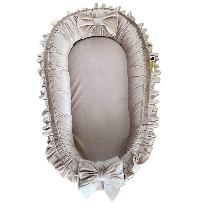 Babynestje Ruffle - velvet - strik - champagne, Kinderen en Baby's, Babywiegjes en Ledikanten, Nieuw, Overige typen, Verzenden