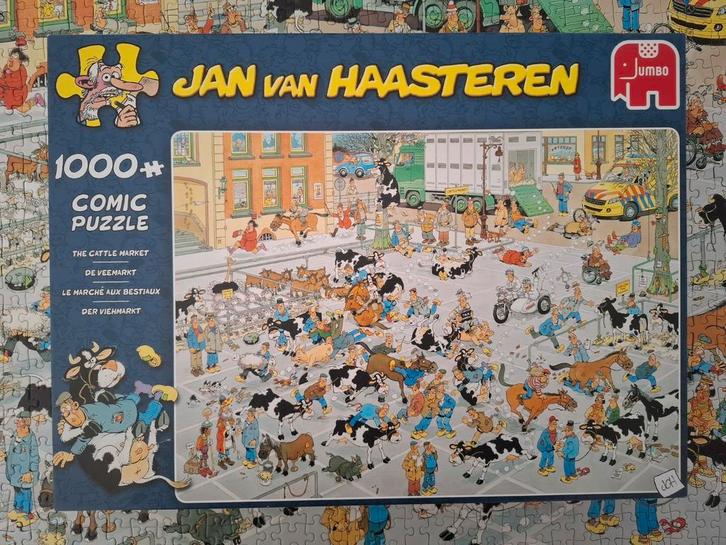 Jan van Haasteren puzzel 1000 stukjes,  de veemarkt, Hobby en Vrije tijd, Denksport en Puzzels, Zo goed als nieuw, Legpuzzel, 500 t/m 1500 stukjes