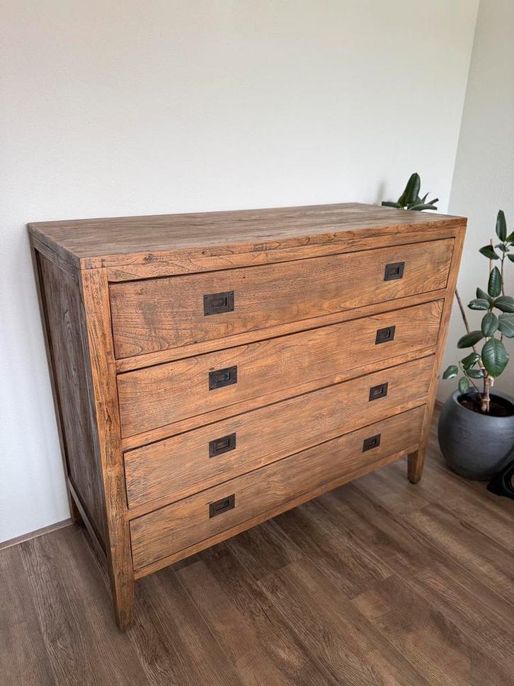 Goossens Village - Ladekast - Bruin - Teak, Huis en Inrichting, Kasten | Ladekasten, Zo goed als nieuw, 100 tot 150 cm, 100 tot 150 cm