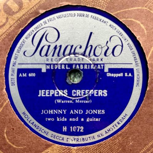 Johnny & Jones - Jeepers creepers + Hold tight - 78 toeren, Cd's en Dvd's, Vinyl | Jazz en Blues, Gebruikt, Jazz, Voor 1940, 10 inch