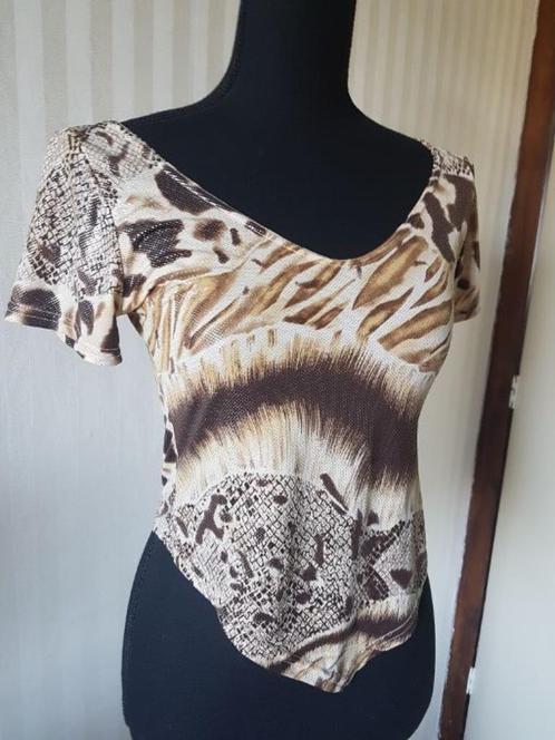 Glamour boho chic top! Animal print tijger panter 34 / 36 XS, Kleding | Dames, Tops, Gedragen, Maat 34 (XS) of kleiner, Beige