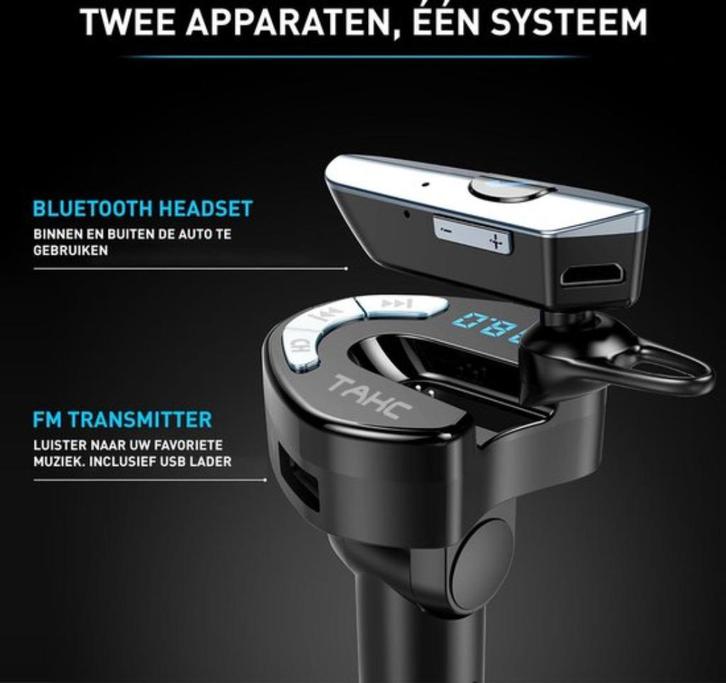 TAKC V8 FM Transmitter auto – Bluetooth – Carkit – Handsfree, Auto diversen, Carkits, Nieuw, Ophalen