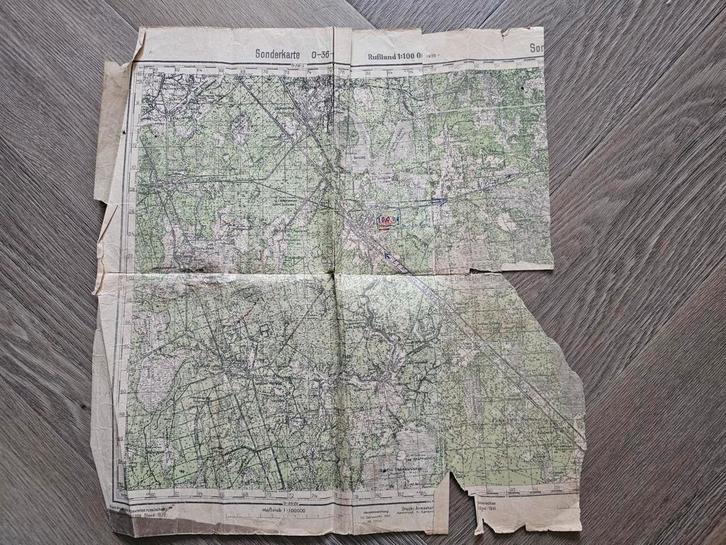 WW2 Duitse kaart Oostfront - Leningrad regio, Boeken, Atlassen en Landkaarten, Ophalen of Verzenden