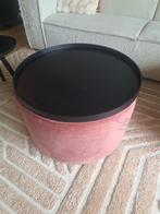 Wood poef / bijzettafel - roze velvet - diameter 60cm, Huis en Inrichting, Banken | Voetenbanken en Poefen, Ophalen, Zo goed als nieuw