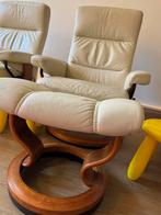 Stressless fauteuils crème,3 stolen met 3 hocker, Ophalen of Verzenden, Zo goed als nieuw, 75 tot 100 cm, 50 tot 75 cm
