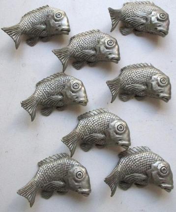Messenleggers~Selangor Pewter Tin Vissen~8 Visjes~Messenlegg beschikbaar voor biedingen