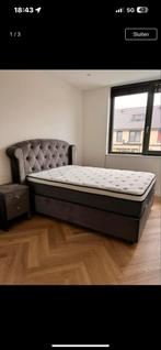 Luxe Grijze Boxspring 180x200 + Nachtkastje, Huis en Inrichting, Slaapkamer | Bedden, Ophalen, Verstelbaar, Tweepersoons, Zo goed als nieuw