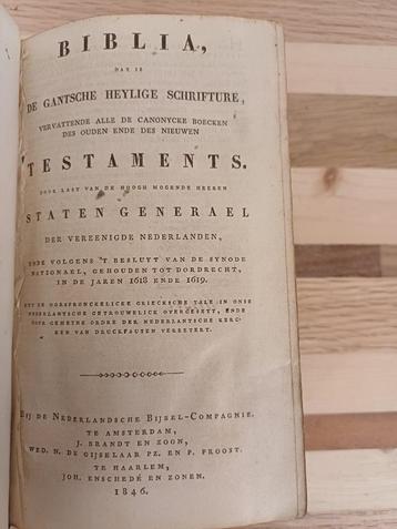 Bijbel, De gantsche heylige schrifture, testaments 1846 beschikbaar voor biedingen