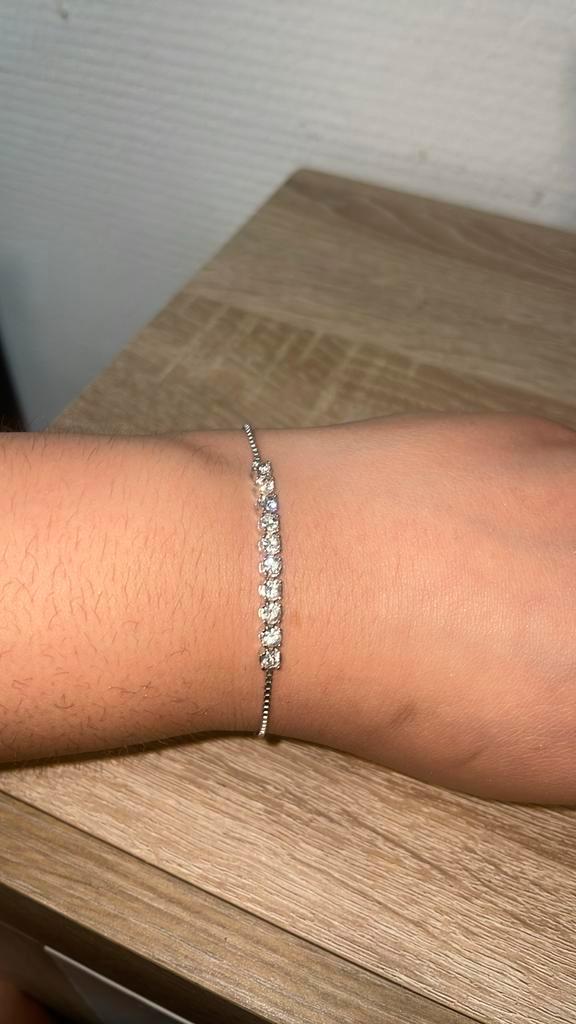 Zilveren tennisarmband Lucardi kristal, Sieraden, Tassen en Uiterlijk, Armbanden, Zo goed als nieuw, Zilver, Zilver, Met edelsteen
