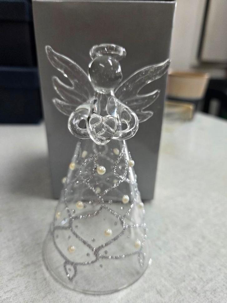 Vintage glazen kerstengel in bewaardoos, Diversen, Kerst, Zo goed als nieuw, Ophalen of Verzenden