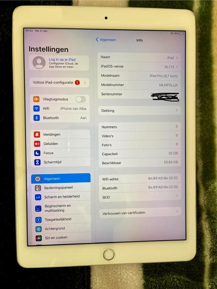 Apple iPad Pro 9.7 inch - 32GB - Zilver, Computers en Software, Apple iPads, Gebruikt, Apple iPad Pro, Wi-Fi, 9 inch, 32 GB, Zilver