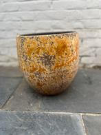 Oker gele grote bloempot, Rond, Zo goed als nieuw, Minder dan 40 cm, Aardewerk