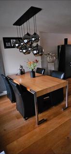 Tk eettafel met bijbehorende salontafel en stoelen, Huis en Inrichting, Tafels | Eettafels, Ophalen, Eikenhout, 200 cm of meer