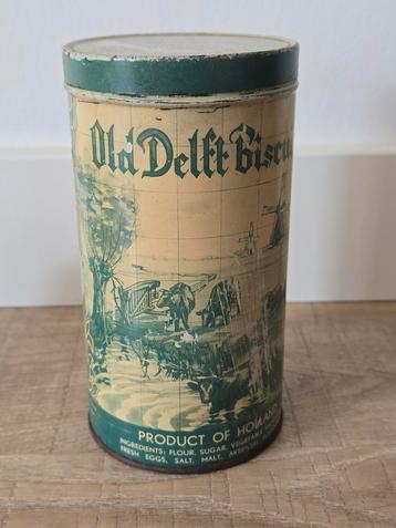 Zeldzaam antiek blik Old Delft Biscuits Wigmans & Schouten  beschikbaar voor biedingen