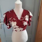Bordeauxrode wikkellook croptop maat M, Maat 38/40 (M), Ophalen of Verzenden, Zo goed als nieuw, Korte mouw