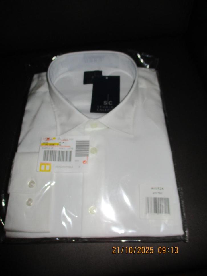 C&A Witte herenoverhemden, Kleding | Heren, Overhemden, Nieuw, Halswijdte 43/44 (XL), Wit, Ophalen of Verzenden