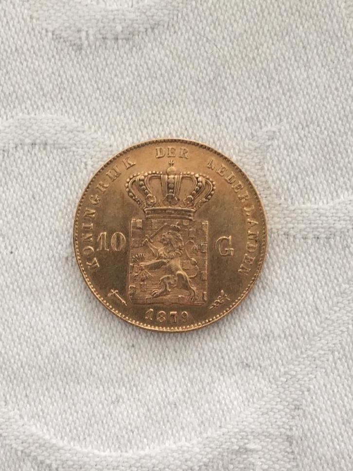 Gouden tientje 1879, Postzegels en Munten, Munten | Nederland, Losse munt, 10 gulden, Koning Willem III, Goud, Ophalen