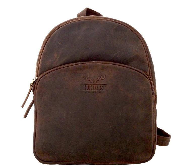 Hunters leren rugtas, Sieraden, Tassen en Uiterlijk, Tassen | Rugtassen, Gebruikt, Overige merken, 25 tot 40 cm, 30 tot 45 cm