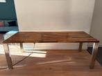 Tafel 220x90 notenhout met rvs poten, Huis en Inrichting, Ophalen, Gebruikt, 200 cm of meer, 50 tot 100 cm