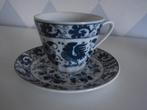 2 st blauw wit porselein kop en schotel Haan 1950 Japan p st, Antiek en Kunst, Antiek | Servies los, Ophalen of Verzenden