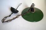 hanglamp vintage schoenmaker lamp emaille groen wit ketting., Vintage antiek landelijk, Ophalen of Verzenden, 75 cm of meer, Metaal