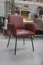 2 x luxe eetkamerstoel SHUFFLE Jess leer bruin cognac design, Ophalen, Twee, Bruin, Zo goed als nieuw