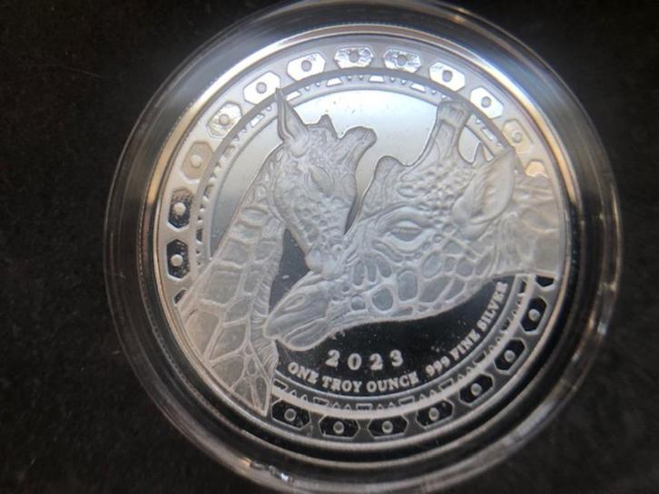 2023 Guinea - Giraffe - 1 oz silver, Postzegels en Munten, Edelmetalen en Baren, Zilver, Ophalen of Verzenden