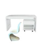 Wit modern retro design bureau 180cm & trendy bureau stoel, Ophalen, Gebruikt, Bureau