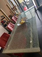 Glazen eettafel met gebroken glas., Huis en Inrichting, Tafels | Salontafels, 200 cm of meer, 50 tot 100 cm, Glas, Modern