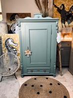 Linnenkast eendeurskast meidenkast koofkast groen vintage, Antiek en Kunst, Ophalen