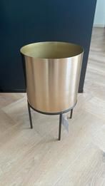 Gouden Bloempot met Standaard, Tuin en Terras, Bloempotten, 25 tot 40 cm, Rond, Binnen, Ophalen of Verzenden