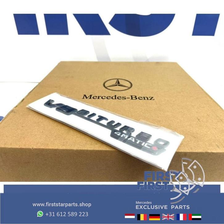V8 BITURBO 4MATIC+ zijscherm EMBLEEM LOGO SET BADGE Mercedes, Auto-onderdelen, Carrosserie en Plaatwerk, Mercedes-Benz, Gebruikt