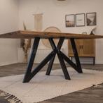 Eiken boomstamtafel eettafel massief | zwarte tafel nu Sale, Vijf personen of meer, Rechthoekig, Nieuw, 200 cm of meer