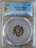5 Cent (Stuiver) 1887 PCGS MS64., Zilver, Ophalen of Verzenden, Koning Willem III, Losse munt