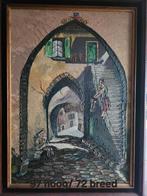 Schilderij: Italiaans straatbeeld met figuren, Antiek en Kunst, Kunst | Schilderijen | Klassiek, Ophalen of Verzenden
