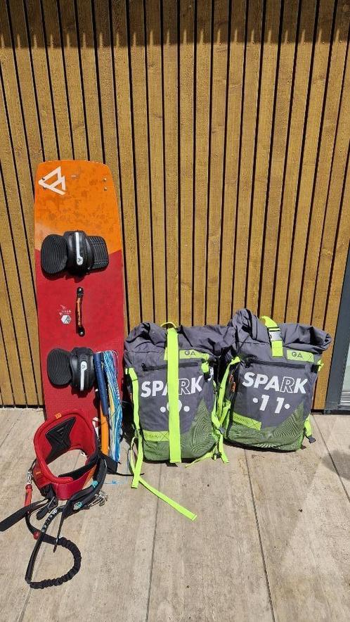 Complete Kiteset, 9m en 11m Gaastra Spark, Board, Harnas Bar, Watersport en Boten, Kitesurfen, Zo goed als nieuw, Kitesurf-set