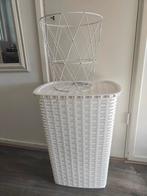 Witte Wasmand met Deksel & Metalen Papiermand, Ophalen, Kunststof, 50 tot 75 cm, 40 liter of meer