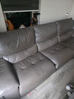 Mooie grijze lederen hoekbank, Huis en Inrichting, Banken | Bankstellen, Ophalen, 250 tot 300 cm, Gebruikt, Hoekbank
